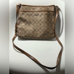 Coach Brown Signature Canvas File Crossbody